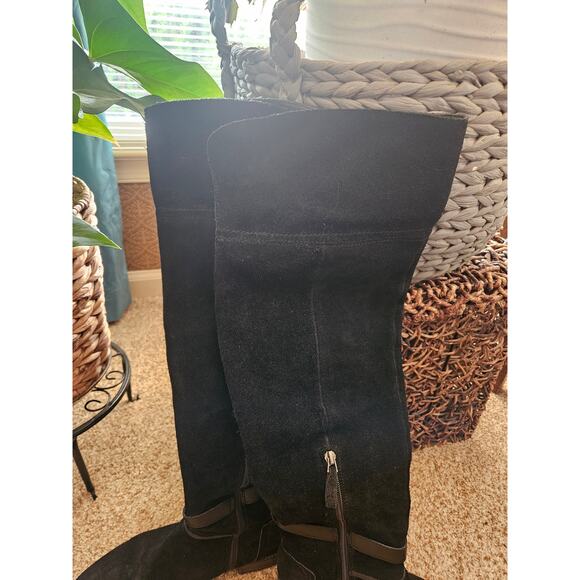 Franco Sarto Black Suede Knee-High Boots – Size 8 - Picture 2 of 8